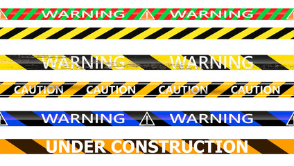 Vector set of seamless tapes. For restriction and dangerous zones. Yellow and black.