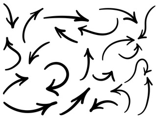 Set of vector arrows. Arrows Black vector on white background. Arrow vector icon. Arrow icon. Hand drawn Arrows Collection