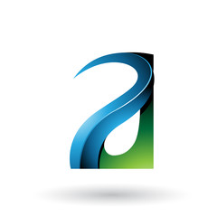 Green and Blue Glossy Curvy Embossed Letter A Illustration