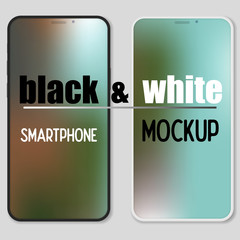 black and white smartphone with blank screen. Realistic phone vector illustration.