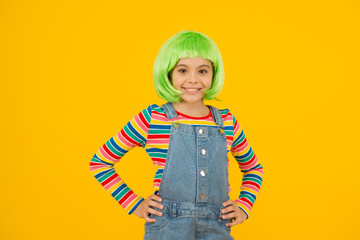 Coloring childs hair great way upgrade costume. Change color. Pigment dye hair. Growing freedom for...