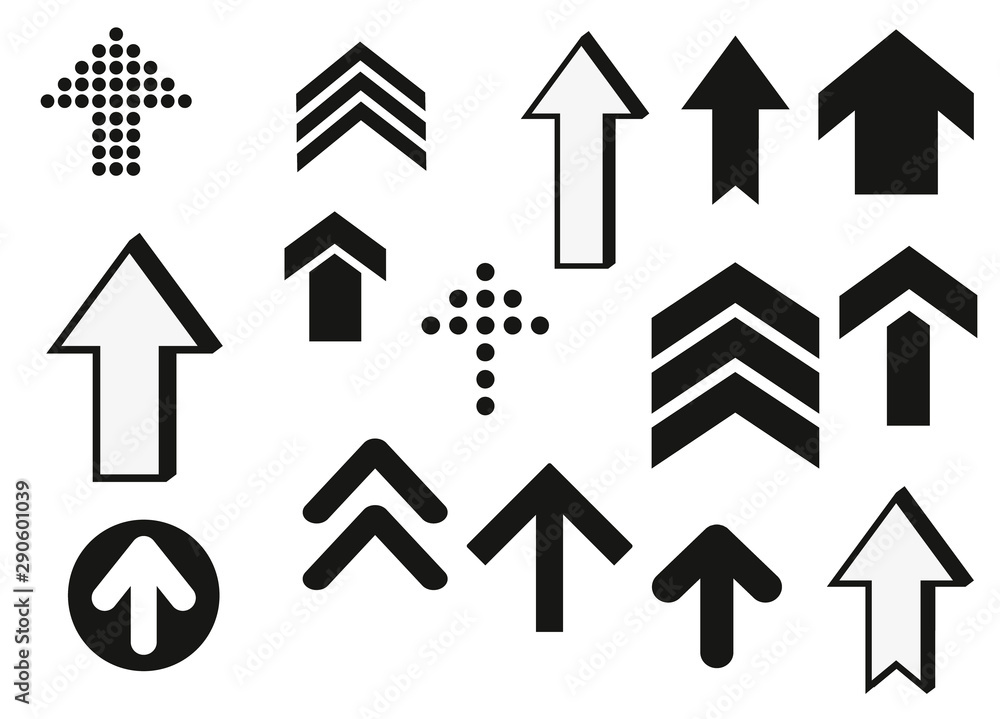 Poster Set of black vector arrows. Arrow icon. Arrow vector icon. Arrow. Arrows vector collection