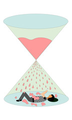 illustration of hourglass and clock