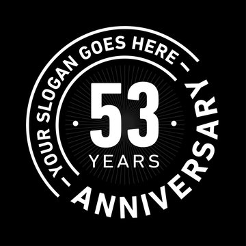 53 years anniversary logo template. Fifty-three years celebrating logotype. Black and white vector and illustration.