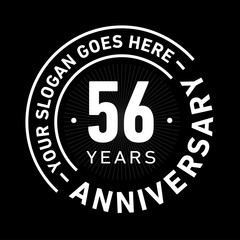 56 years anniversary logo template. Fifty-six years celebrating logotype. Black and white vector and illustration.