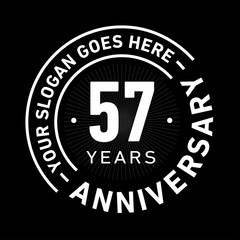 57 years anniversary logo template. Fifty-seven years celebrating logotype. Black and white vector and illustration.
