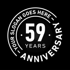 59 years anniversary logo template. Fifty-nine years celebrating logotype. Black and white vector and illustration.