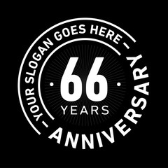 66 years anniversary logo template. Sixty-six years celebrating logotype. Black and white vector and illustration.