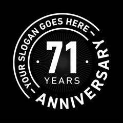 71 years anniversary logo template. Seventy-one years celebrating logotype. Black and white vector and illustration.