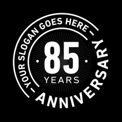 85 years anniversary logo template. Eighty-five years celebrating logotype. Black and white vector and illustration.