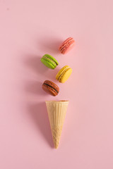 macaroon ice cream with raspberries lemon and chocolate