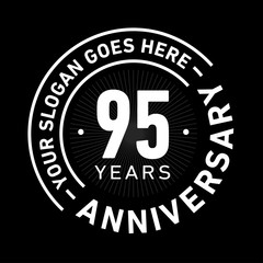 95 years anniversary logo template. Ninety-five years celebrating logotype. Black and white vector and illustration.