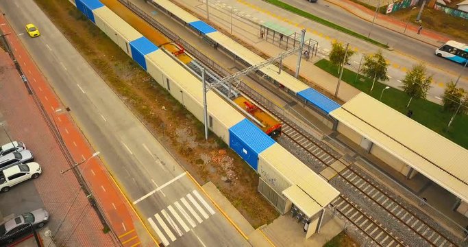 aerial view train 4K