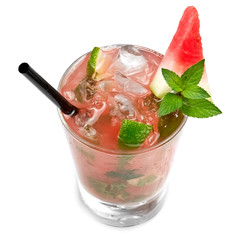 Watermelon mojito glass, top view