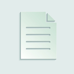 Document icon. Paper icon. Note symbol. Vector icon,   paper icon  with shadow  