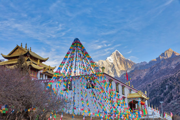 Stuning view of the Yaomei Peak of the Siguniang (Four Sisters) Mountain in Sichuan, China