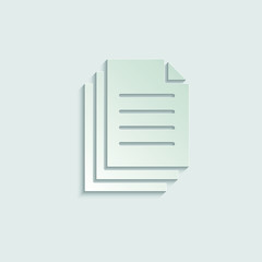 Document icon. Paper icon. Note symbol. Vector icon,   paper icon  with shadow  