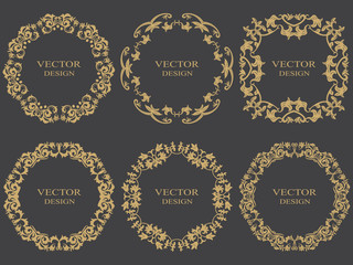 Set of gold vintage frames.