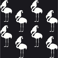 White silhouette flamingo, vector illustration 