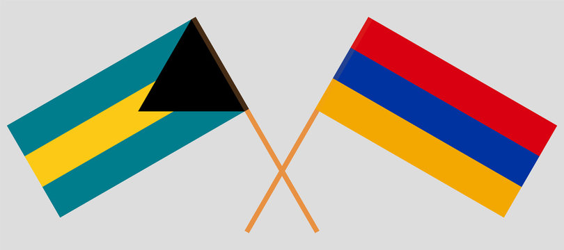 Bahamas and Armenia. Crossed Bahamian and Armenian flags