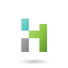 Green Letter H with Rectangular Shapes Illustration