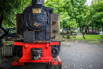 An Old Steam Train in a Museum