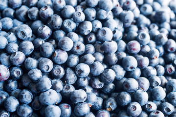 Blueberry background, top view. Fresh juicy blueberries