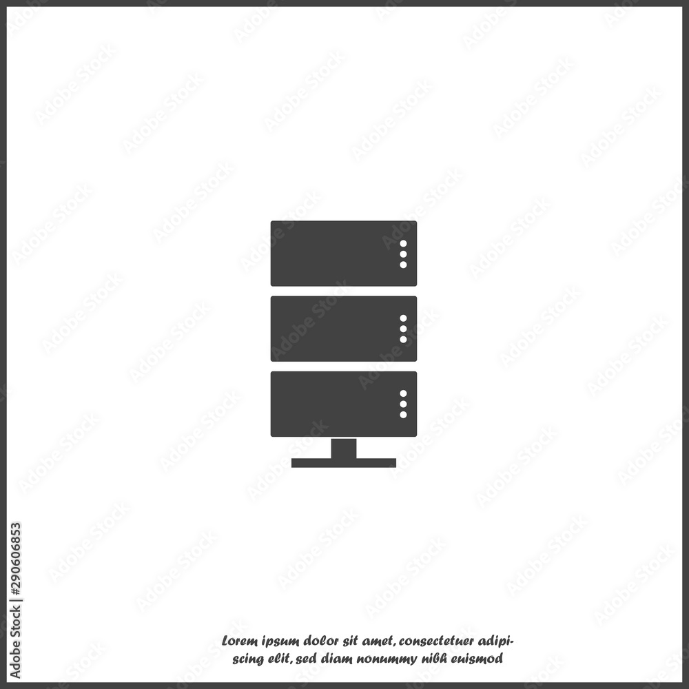 Poster vector data center icon. illustration server and clock on white isolated background.