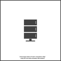 Vector data center icon. Illustration server and clock on white isolated background.