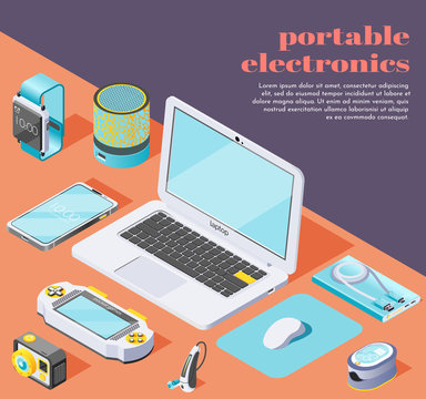 Portable Electronics Isometric Background