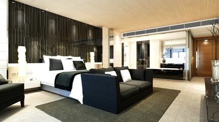 3d render hotel room