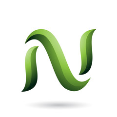 Green Snake Shaped Letter N Illustration