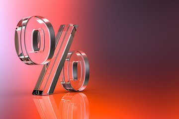Percent sign. 3d Rendering with HDR quality