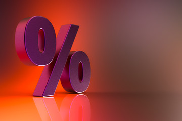 Percent sign. 3d Rendering with HDR quality