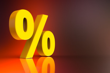 Percent sign. 3d Rendering with HDR quality