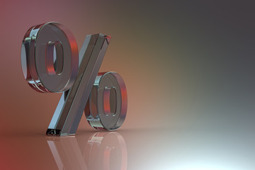 Percent sign. 3d Rendering with HDR quality
