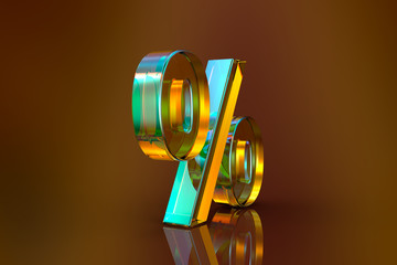 Percent sign. 3d Rendering with HDR quality