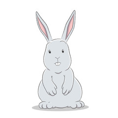 Grey Easter Bunny on a White Background Illustration