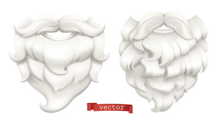Santa Claus. White beard and mustache. 3d vector icon