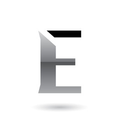 Grey Sliced Letter E Illustration