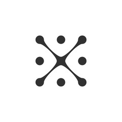 Cross Molecule Vector logo design element. Connected dots Abstract shape. Stock Vector illustration isolated on white background.