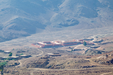 Naklejka premium Top view of a village in the mountains of Egypt on the Sinai Peninsula