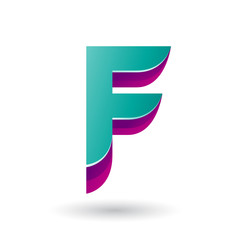 Layered 3d Persian Green Icon for Letter F Illustration
