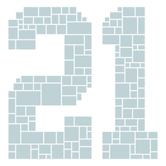 21st Birthday / Anniversary Numbers Vector Mood Board & Branding Presentation. Creative Theme Number Concept Mood Board, Anniversary Celebration, Birthday Celebration. Picture Display & Montage. - Vec