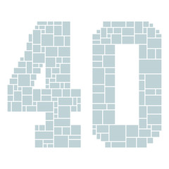 40th Birthday / Anniversary Numbers Vector Mood Board & Branding Presentation. Creative Theme Number Concept Mood Board, Anniversary Celebration, Birthday Celebration. Picture Display & Montage. - Vec