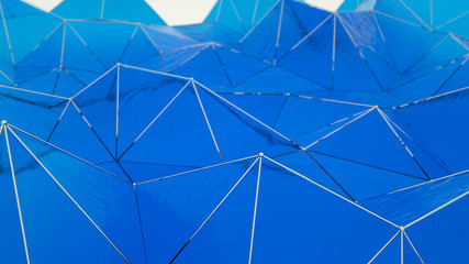 Obraz premium transparent blue low poly background with metal grill. 3d rendering. illustration