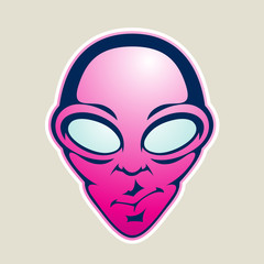 Magenta Alien Head Cartoon Icon Illustration