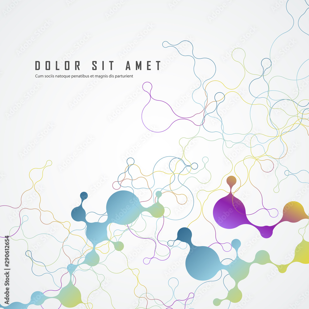 Poster network communication concept. color connect circle vector background