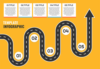Navigation winding road vector way map infographic. Road infographic template. Vector illustration.