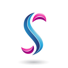 Naklejka premium Magenta and Blue Glossy Snake Shaped Letter S Illustration